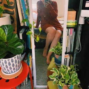 Orange sweater dress